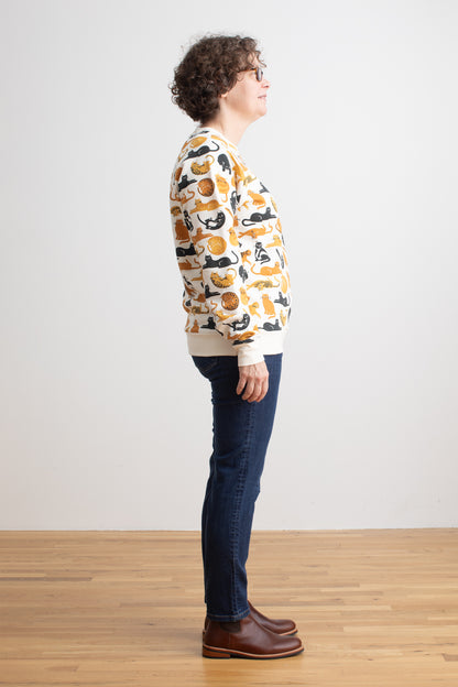 Adult Sweatshirt - Cat Friends Gold & Yellow