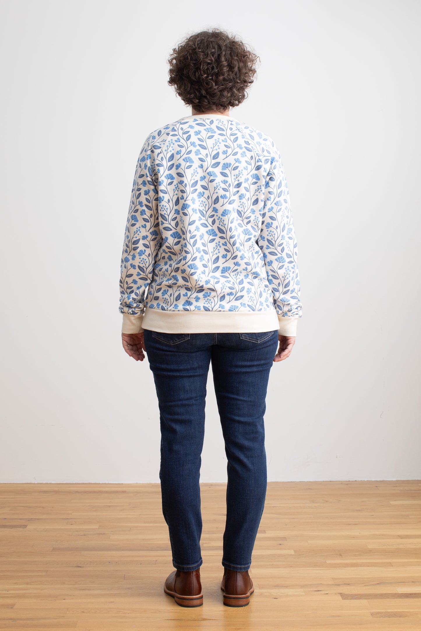 Adult Sweatshirt - Flower Vines Blue