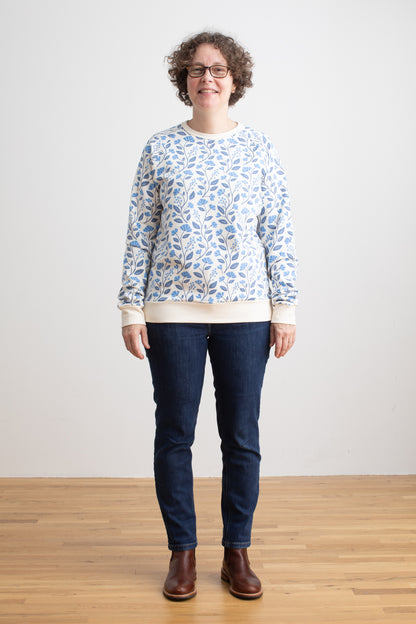 Adult Sweatshirt - Flower Vines Blue