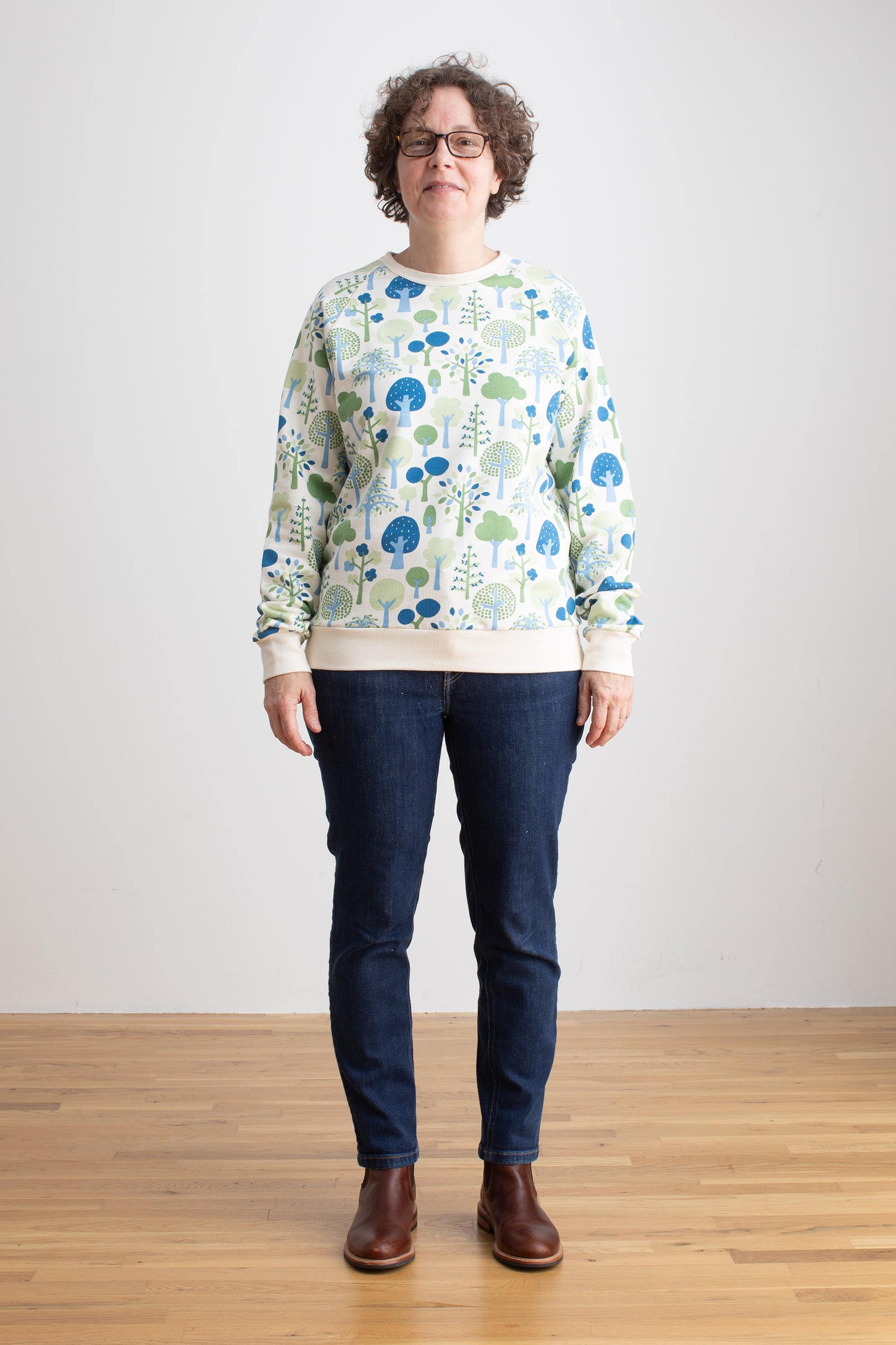 Adult Sweatshirt - Trees Blue & Green