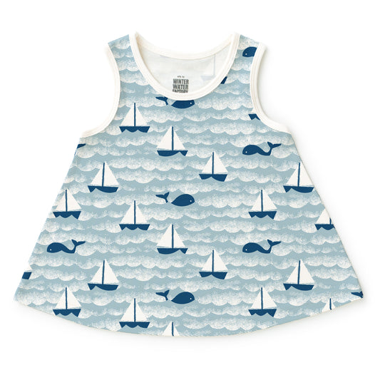 Iris Baby Tunic - Sailboats Ocean Blue & Navy