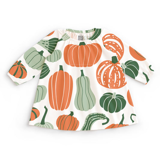 Cedar Baby Dress - Gourds & Pumpkins Green & Orange