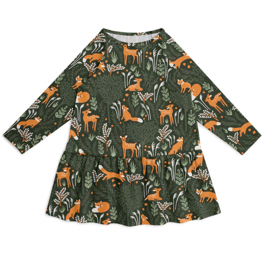 Chicago Dress - Deer & Foxes Dark Green