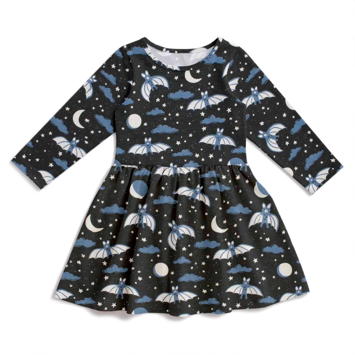 Calgary Dress - Bats Blue & Charcoal