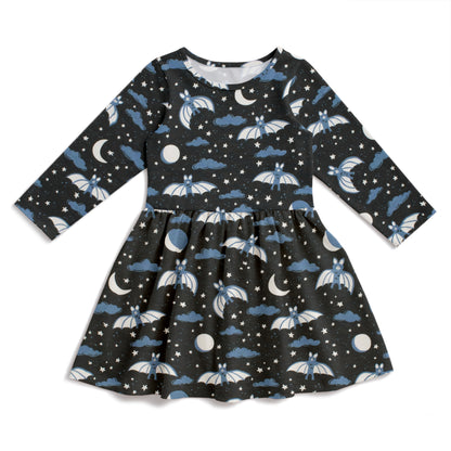 Calgary Dress - Bats Blue & Charcoal