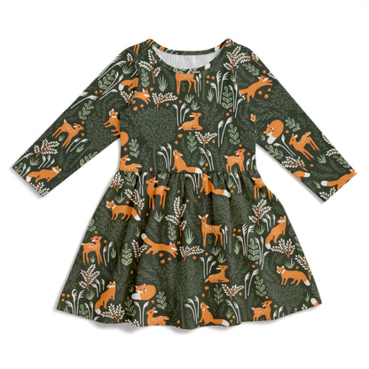 Calgary Dress - Deer & Foxes Dark Green