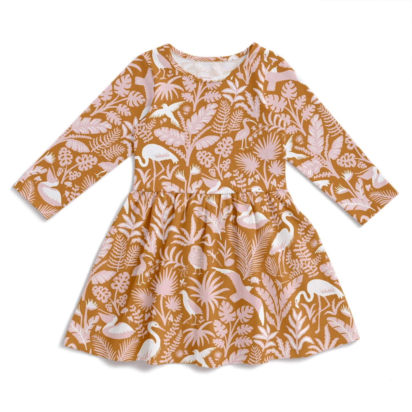 Calgary Dress - Tropical Birds Gold