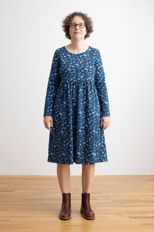 Women's Copenhagen Dress - Flower Vines Night Sky