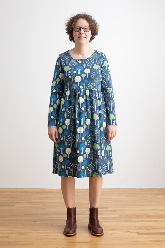 Women's Copenhagen Dress - Trees Navy