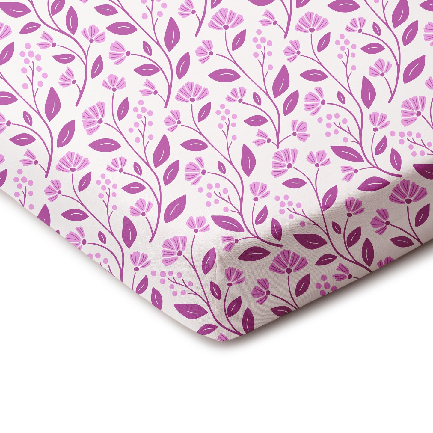 Fitted Crib Sheet - Flower Vines Orchid