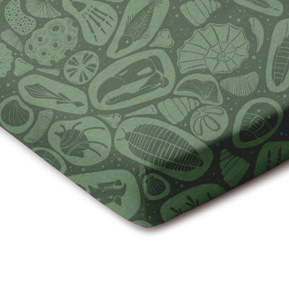 Fitted Crib Sheet - Fossils Green