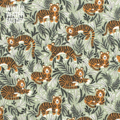 Fitted Crib Sheet - Dreaming Tigers Green