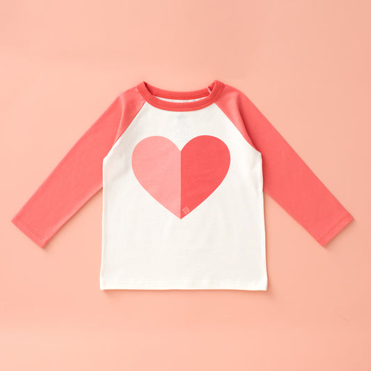 3/4 Sleeve Baseball Tee - Coral & Natural Big-Hearted