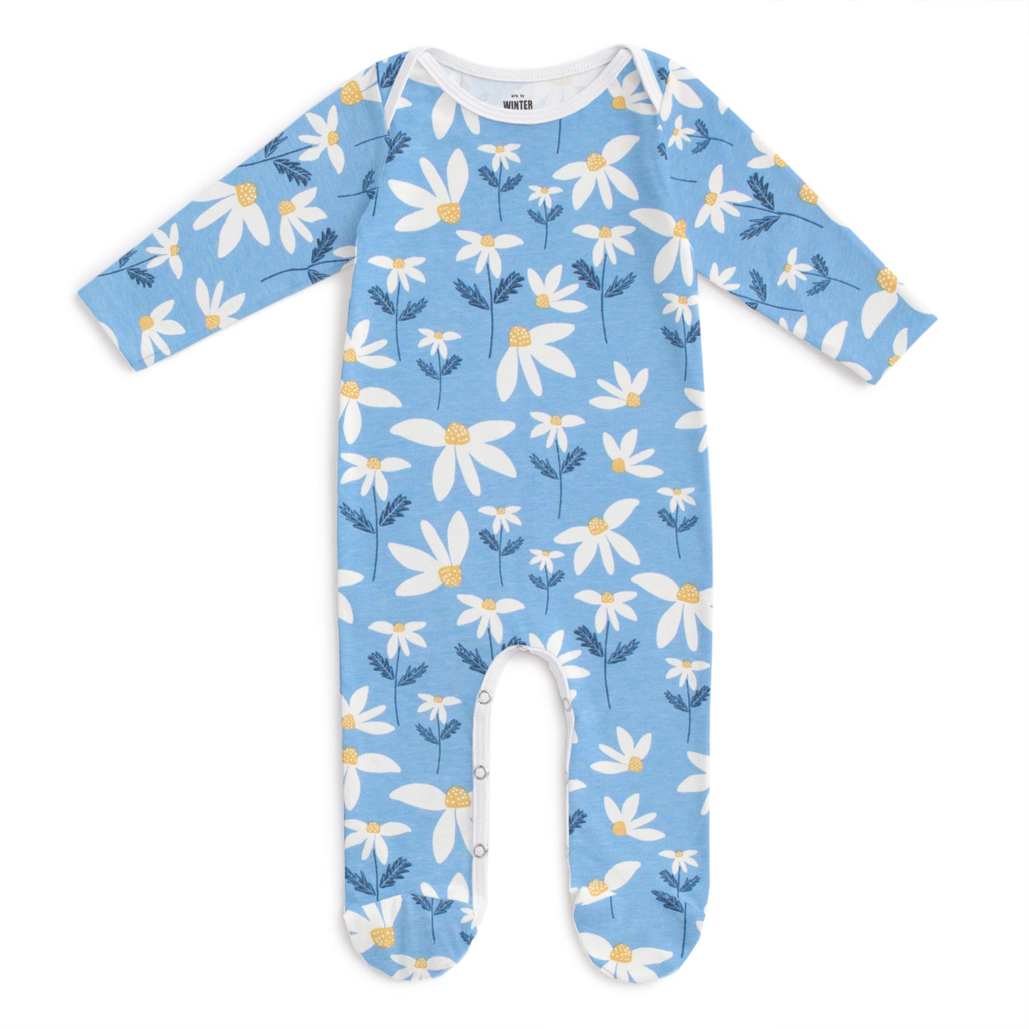 Footed Romper - Daisies Blue