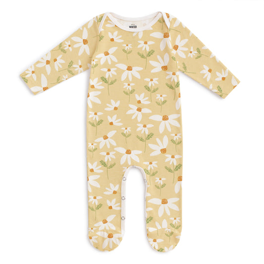 Footed Romper - Daisies Yellow