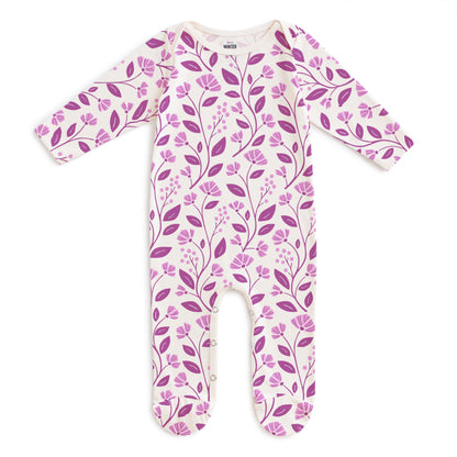 Footed Romper - Flower Vines Orchid