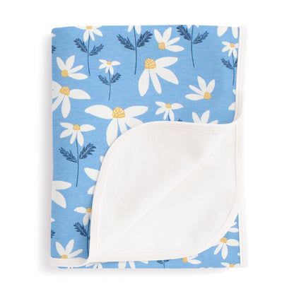 French Terry Blanket - Daisies Blue