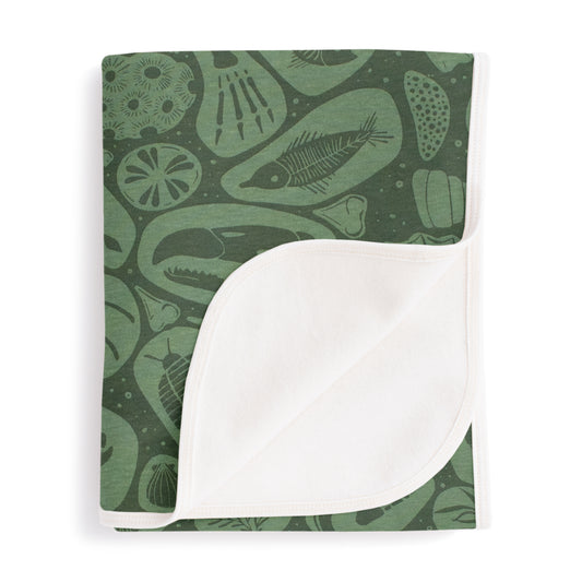 French Terry Blanket - Fossils Green