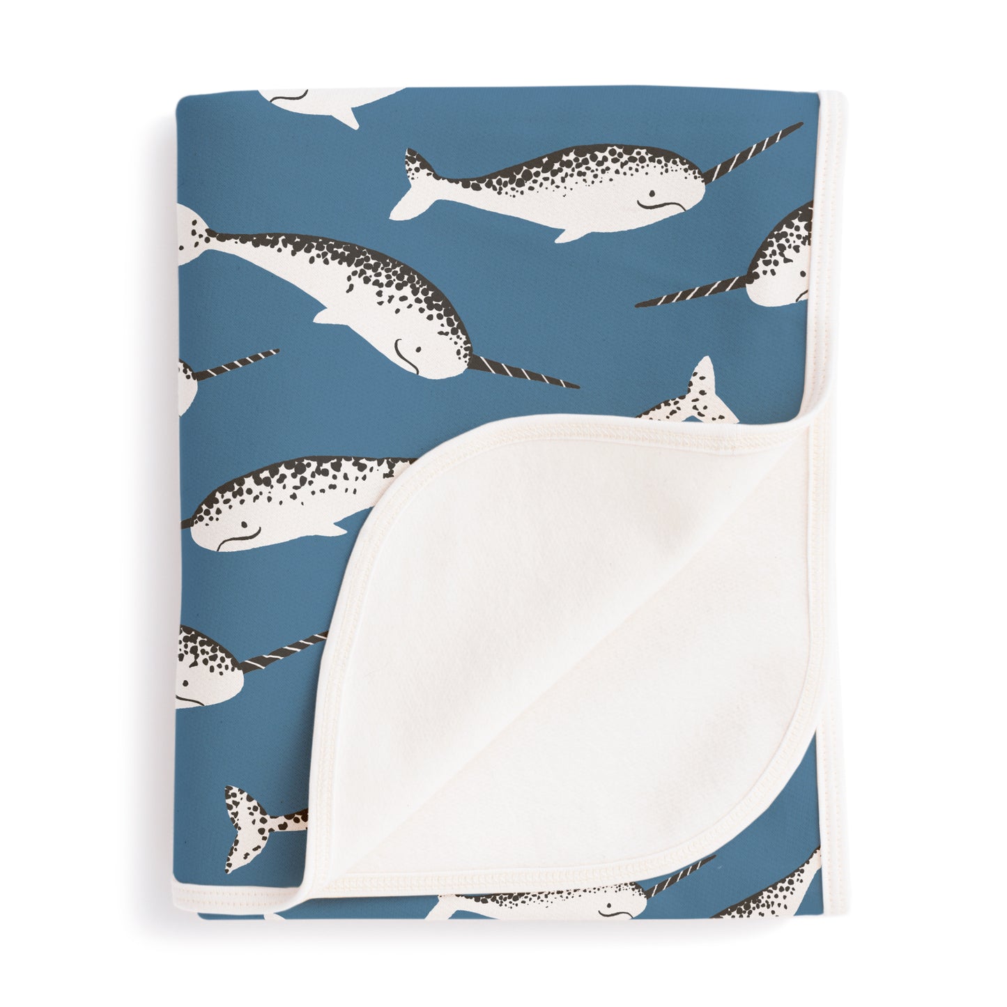 French Terry Blanket - Narwhals Blue