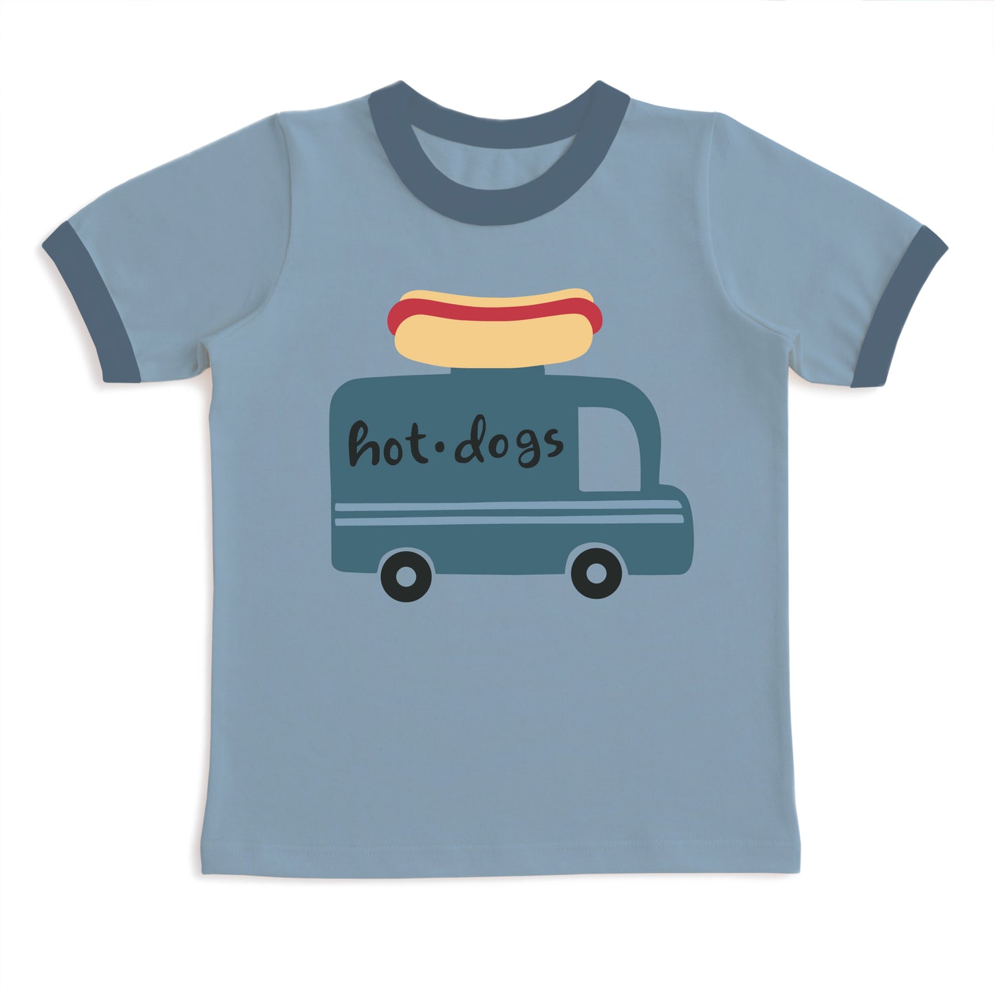 GRAPHIC Ringer Tee - Hotdog Truck Mountain Blue & Slate Blue