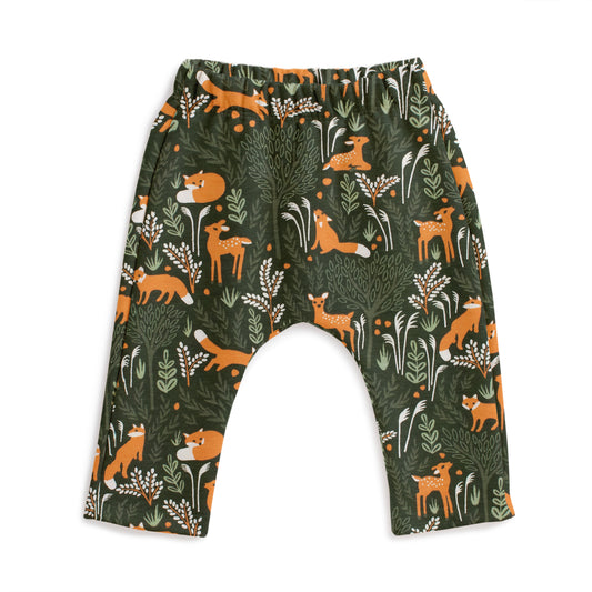 Harem Pants - Deer & Foxes Dark Green