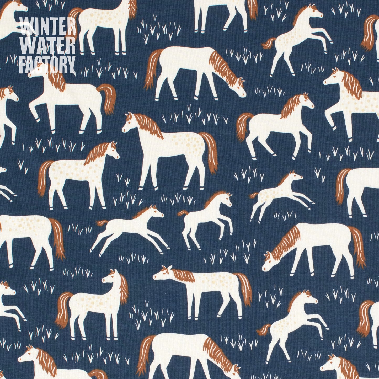 Kids Pajama Set - Horses Navy