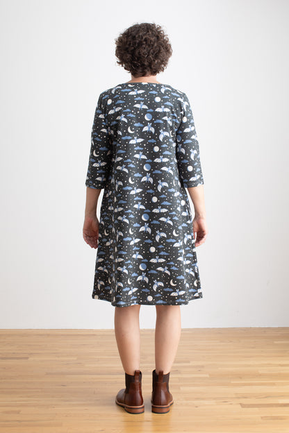 Women's Helsinki Dress - Bats Blue & Charcoal