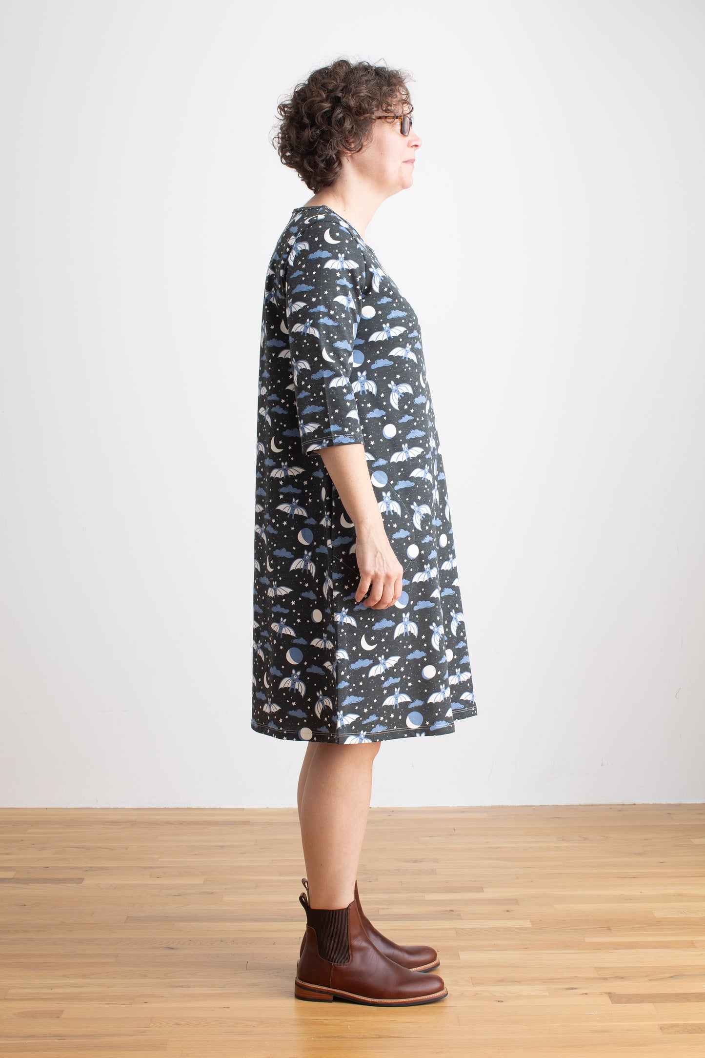 Women's Helsinki Dress - Bats Blue & Charcoal