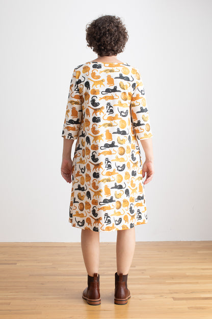 Women's Helsinki Dress - Cat Friends Gold & Yellow