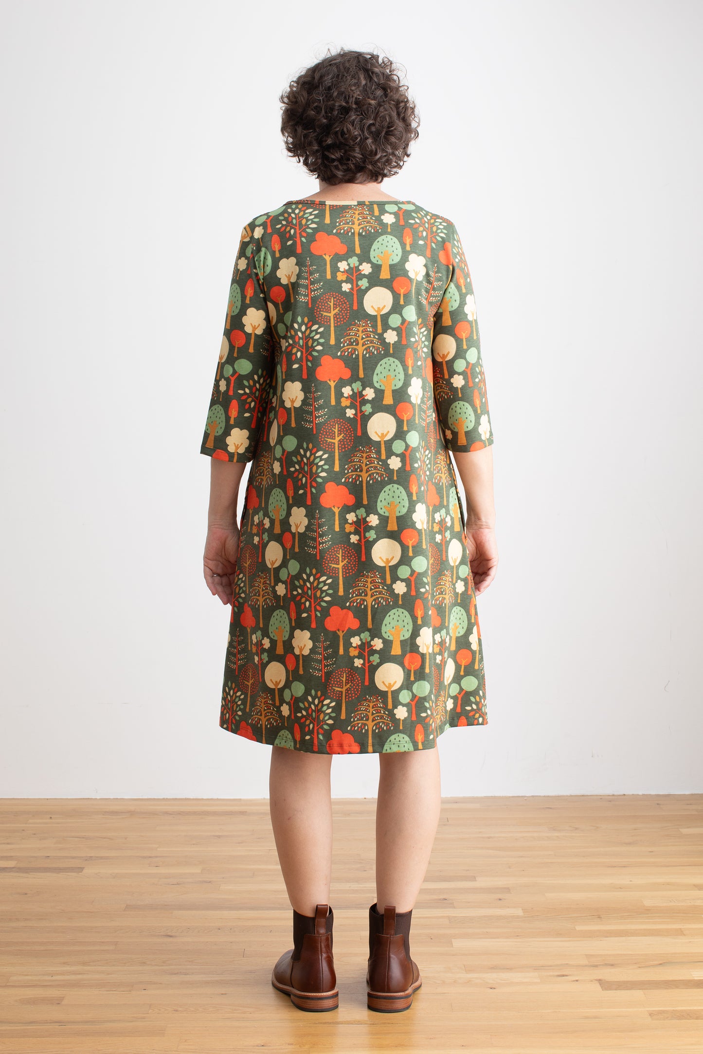 Women's Helsinki Dress - Trees Dark Green