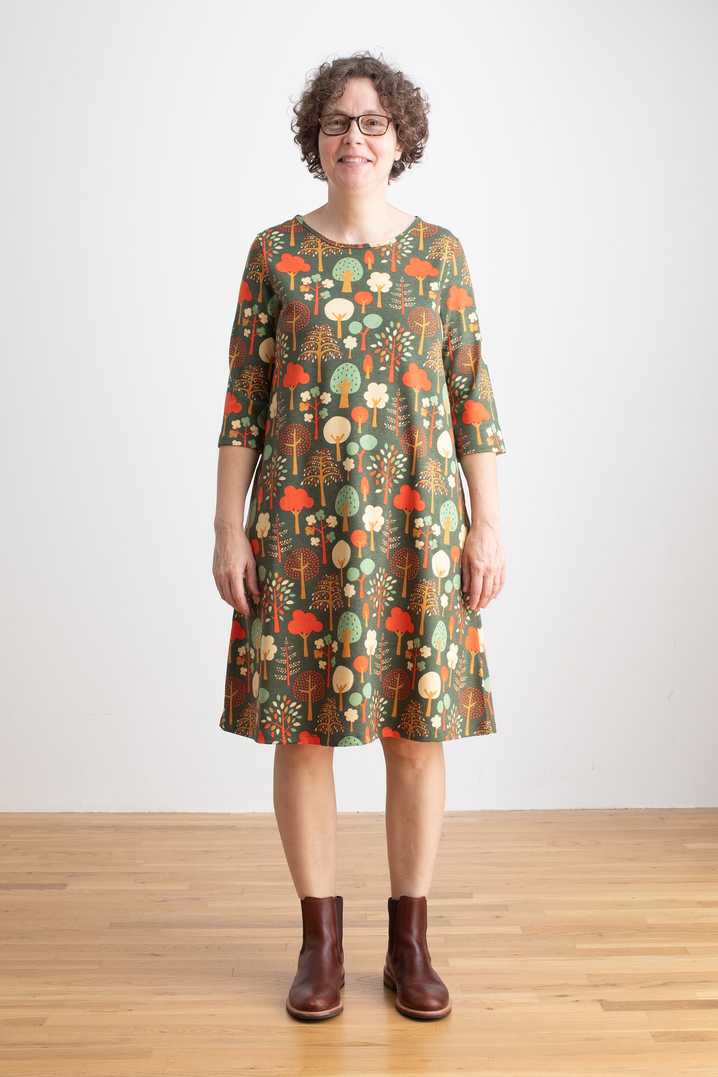 Women's Helsinki Dress - Trees Dark Green