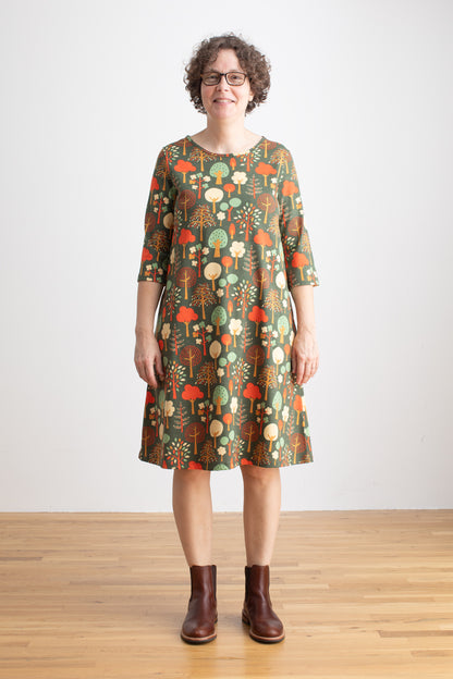 Women's Helsinki Dress - Trees Dark Green