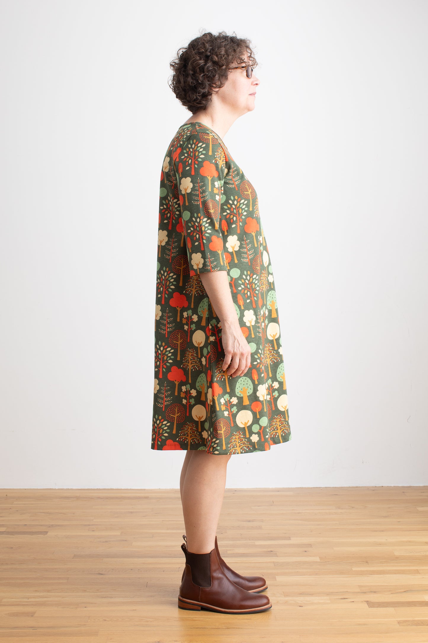 Women's Helsinki Dress - Trees Dark Green