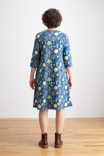 Women's Helsinki Dress - Trees Navy