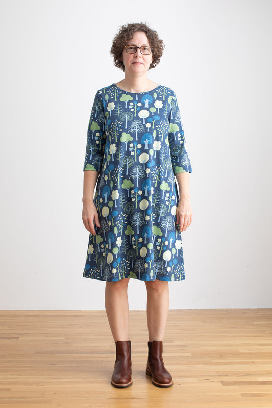 Women's Helsinki Dress - Trees Navy