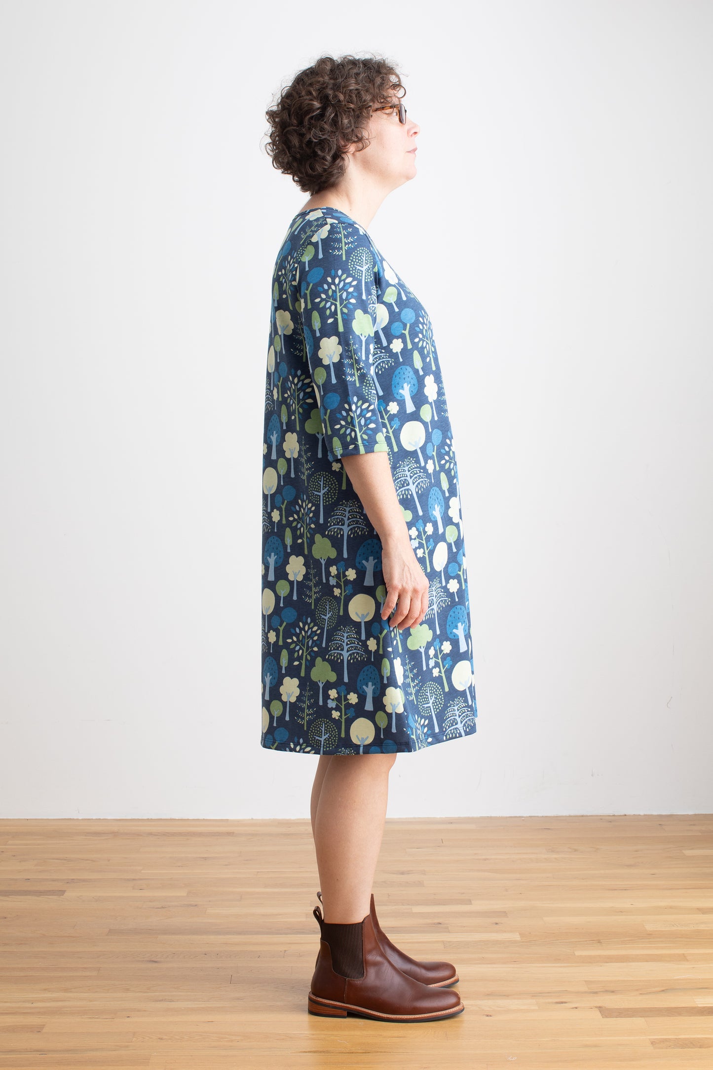 Women's Helsinki Dress - Trees Navy