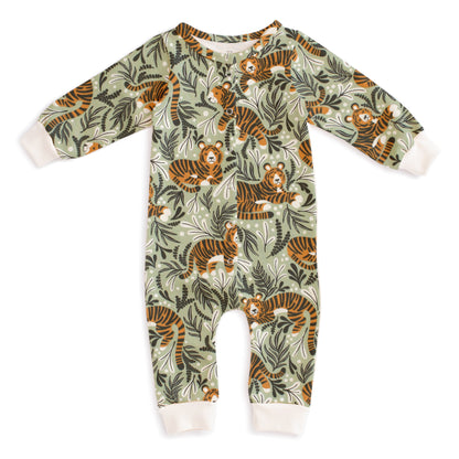 French Terry Jumpsuit - Dreaming Tigers Green