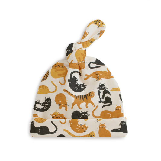 Knotted Baby Hat - Cat Friends Gold & Yellow