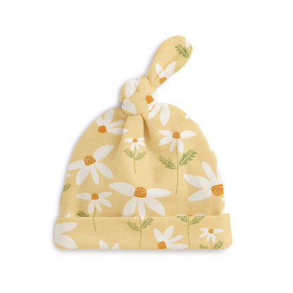 Knotted Baby Hat - Daisies Yellow