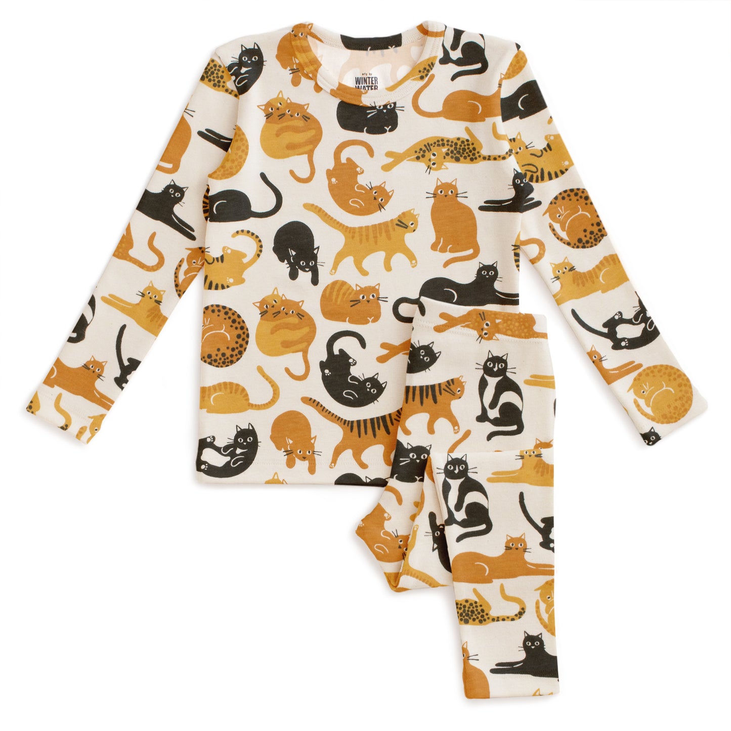 Kids Pajama Set - Cat Friends Gold & Yellow