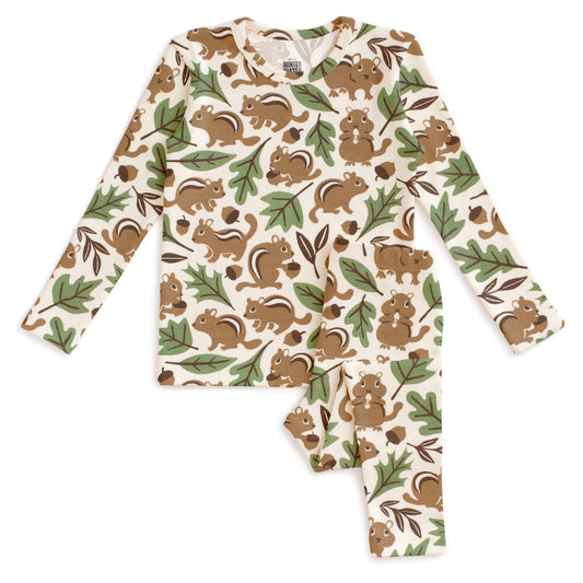 Kids Pajama Set - Chipmunks Brown