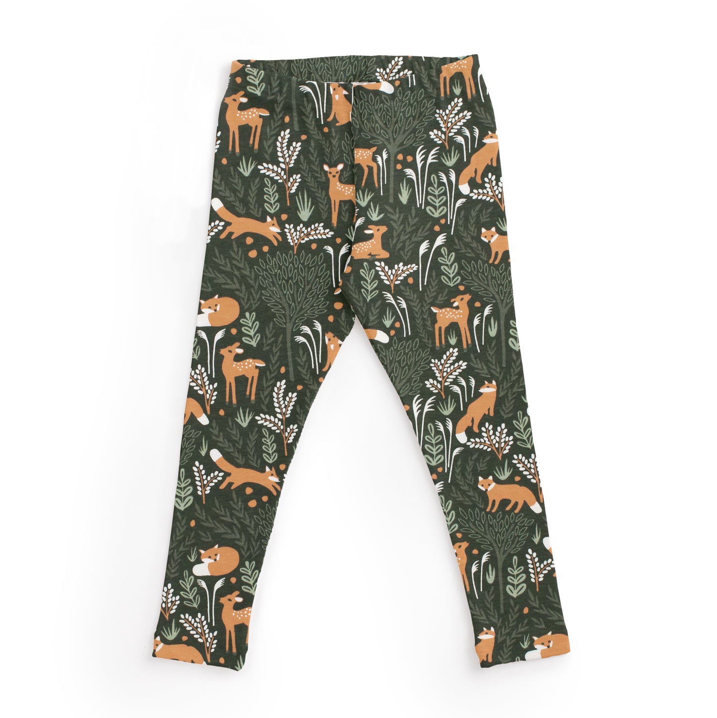 Kids Pajama Set - Deer & Foxes Dark Green