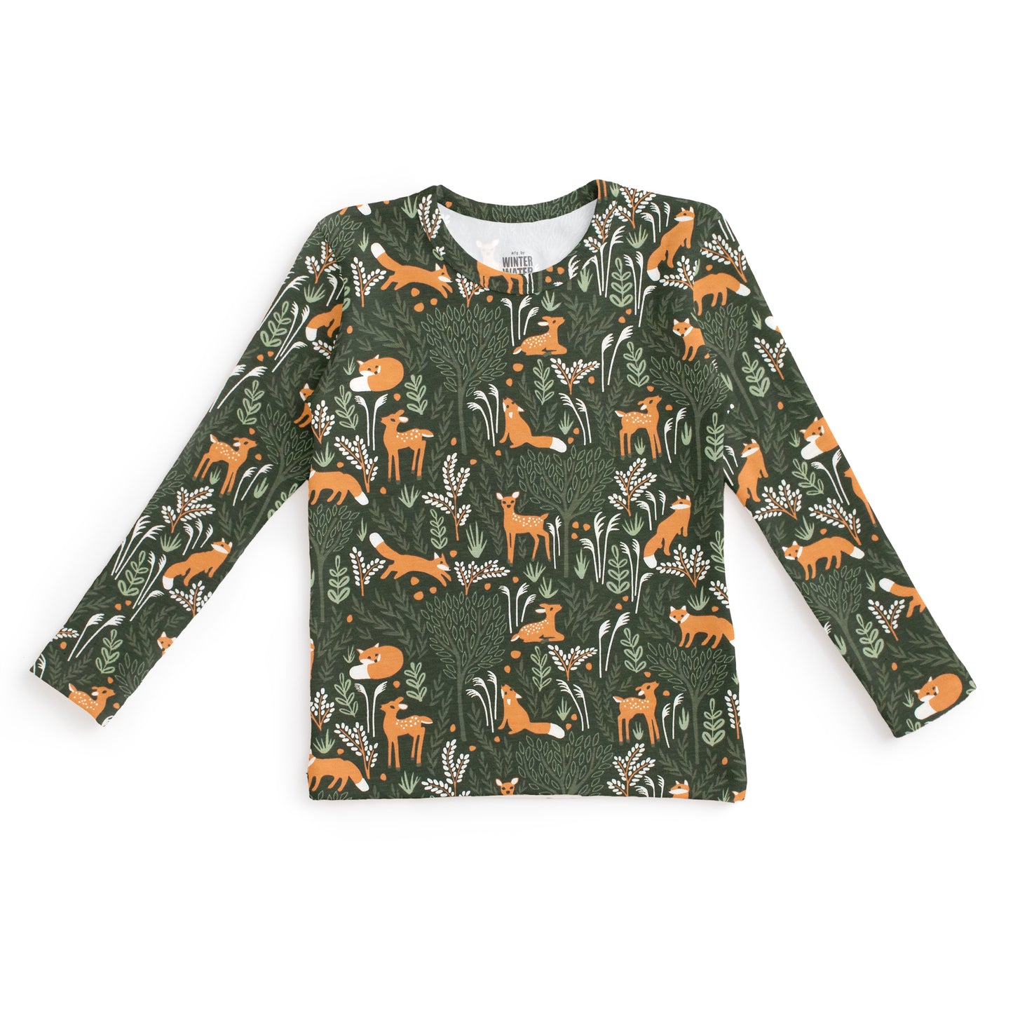 Kids Pajama Set - Deer & Foxes Dark Green