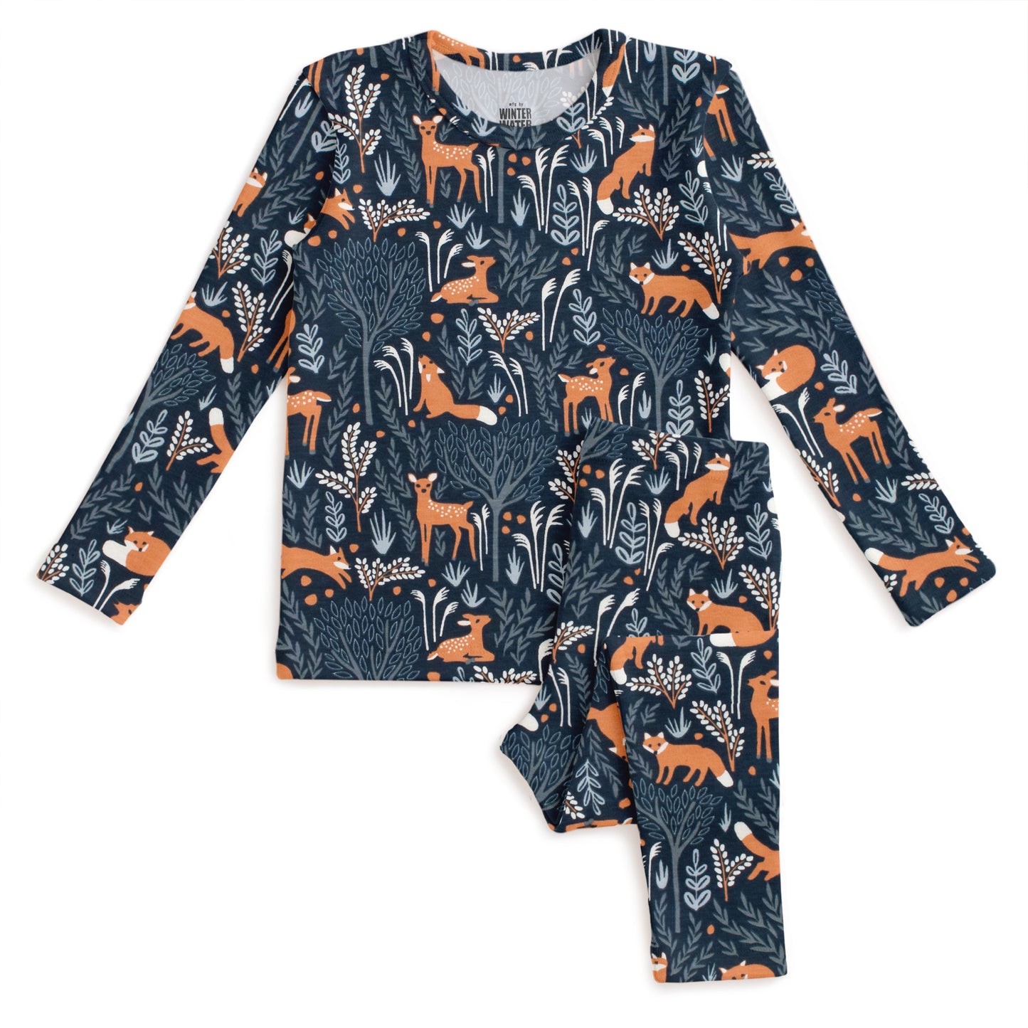 Kids Pajama Set - Deer & Foxes Night Sky