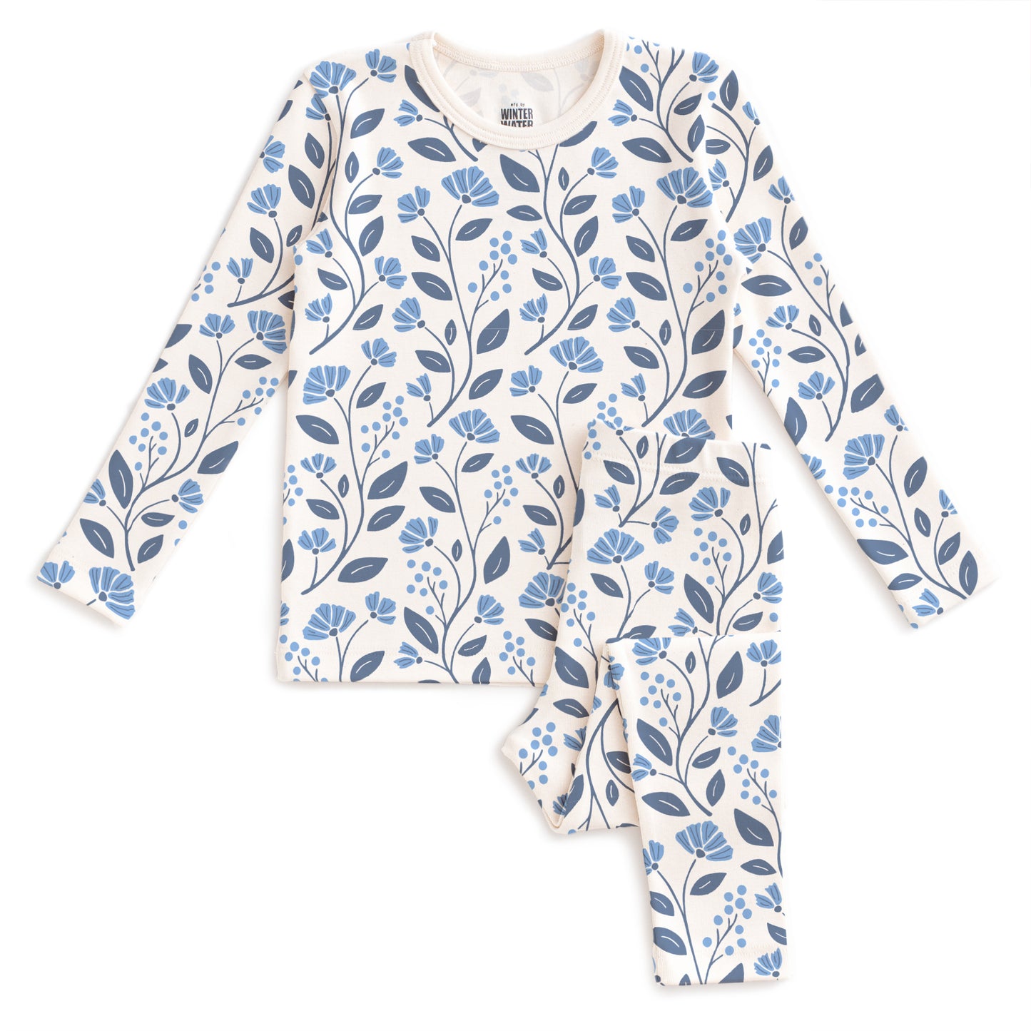 Kids Pajama Set - Flower Vines Blue