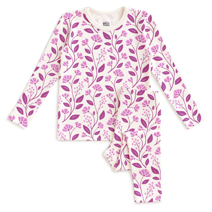 Kids Pajama Set - Flower Vines Orchid