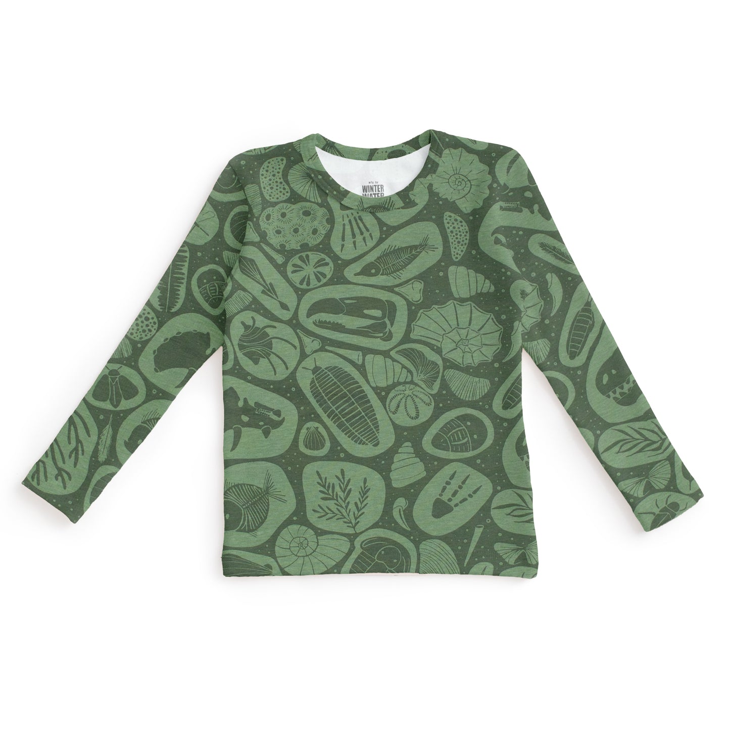 Kids Pajama Set - Fossils Green