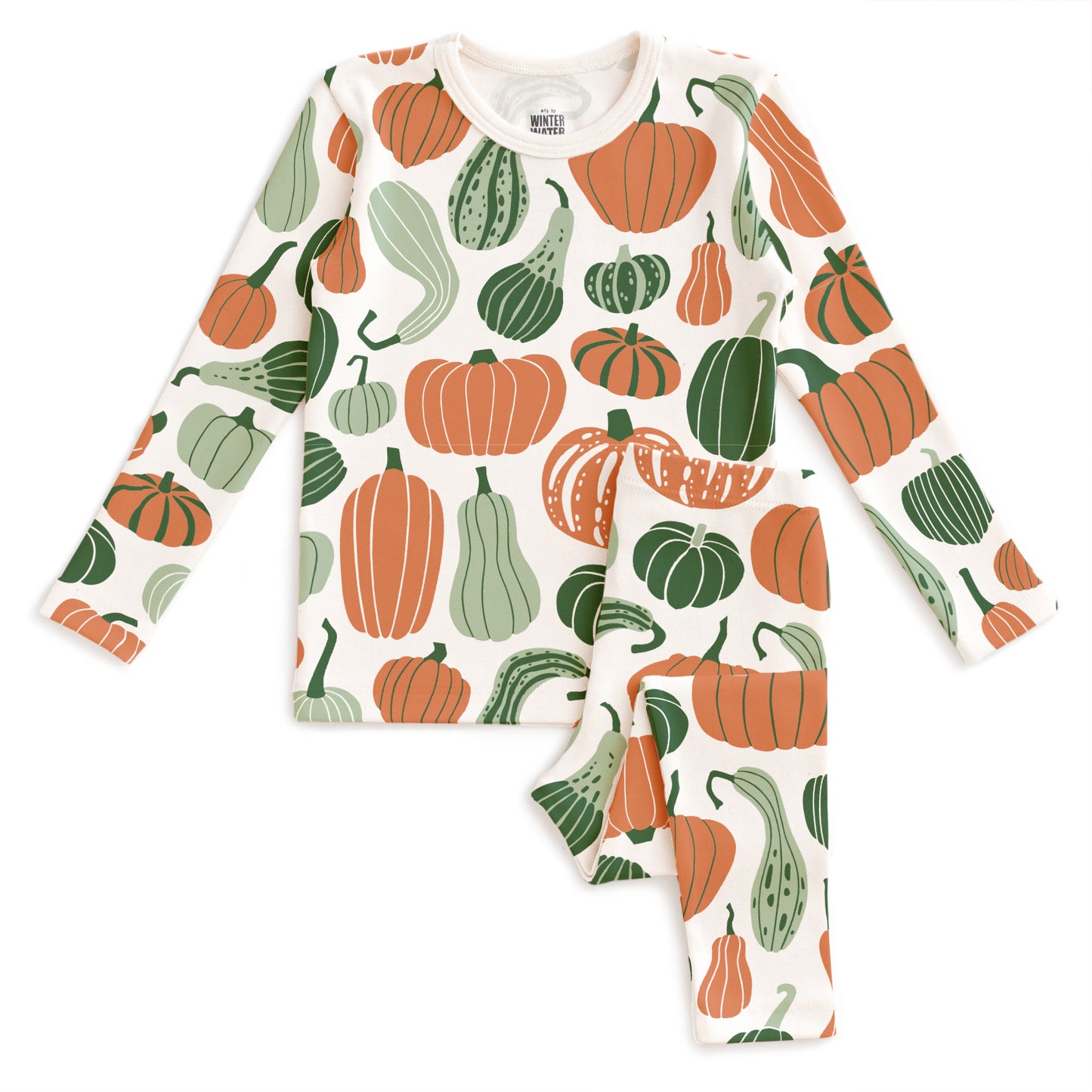 Kids Pajama Set - Gourds & Pumpkins Green & Orange