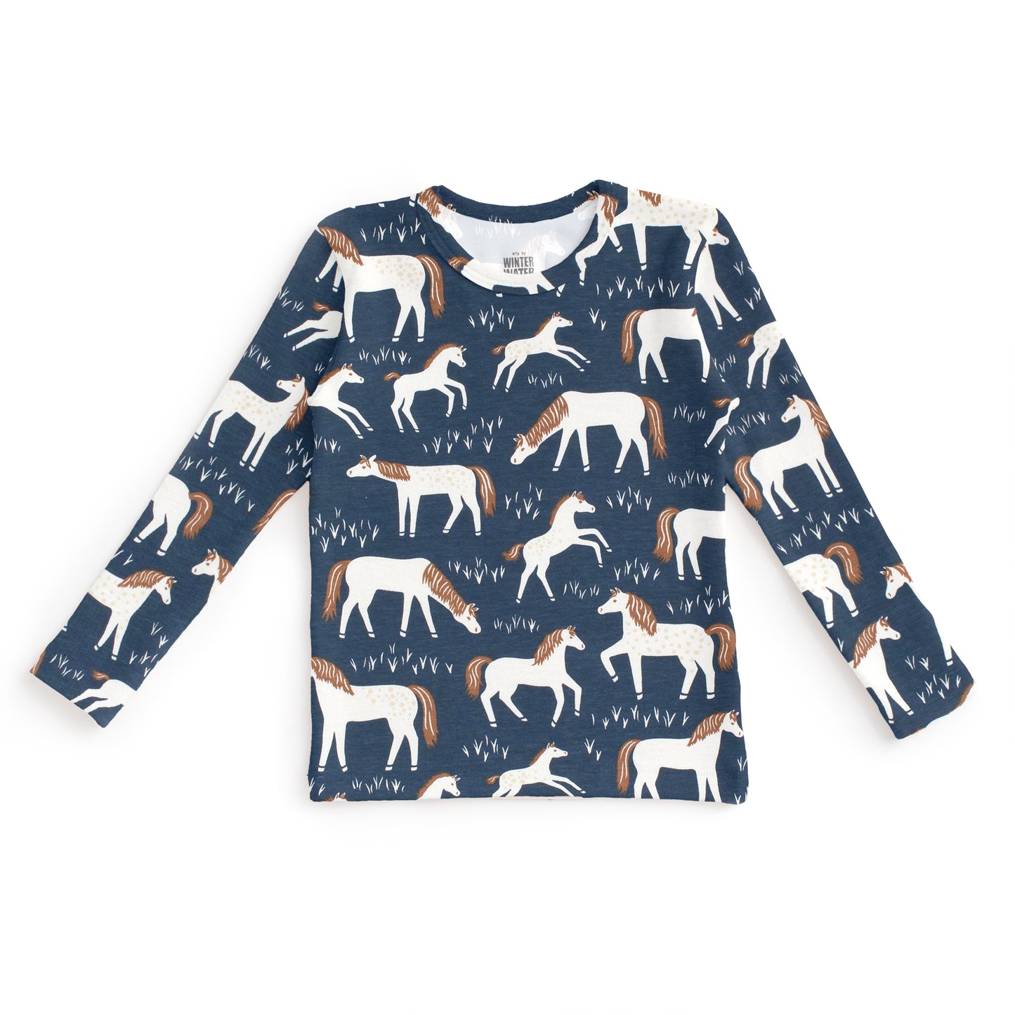 Kids Pajama Set - Horses Navy