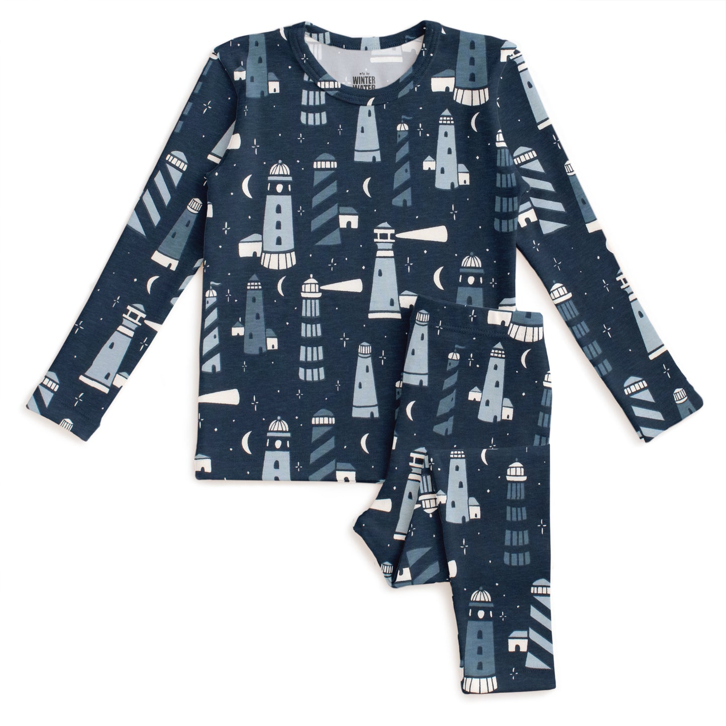 Kids Pajama Set - Lighthouses Night Sky